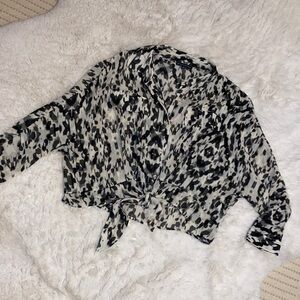 Adrianna Papell Monochrome Animal Print Blouse